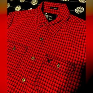 American Eagle Men’s, red dress shirt, size XS, vintage fit